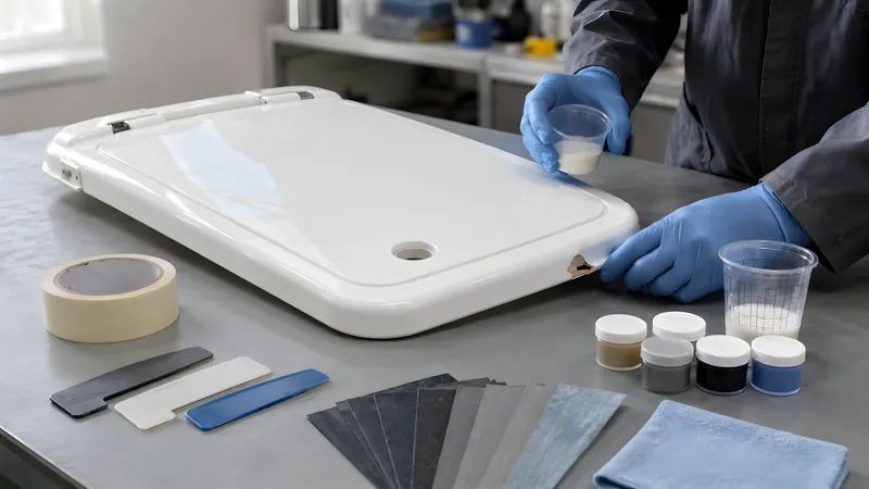 Gelcoat-Reparatur an einem GFK-Bauteil