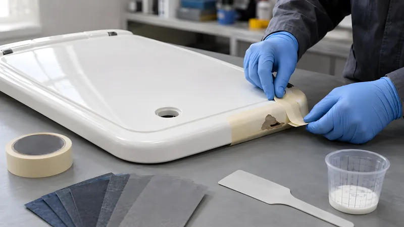 Reparaturbereich rundum mit Malerkrepp abkleben