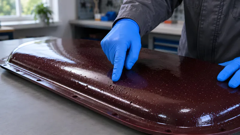 Lufteinschlüsse und Nadelstiche an einer Laminatkante