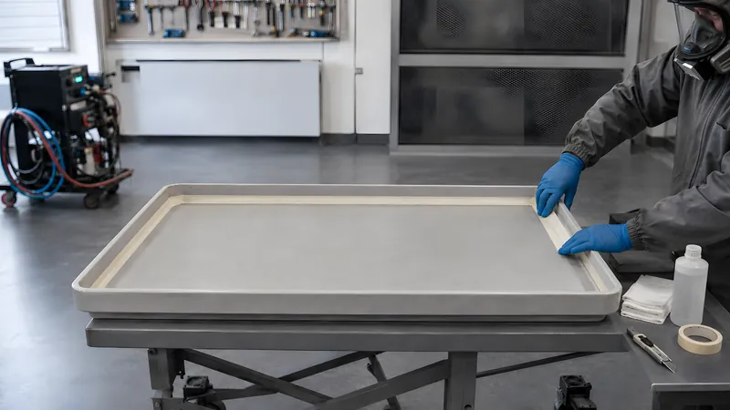 Ränder rundum mit Malerkrepp abkleben für saubere Beschichtungskanten