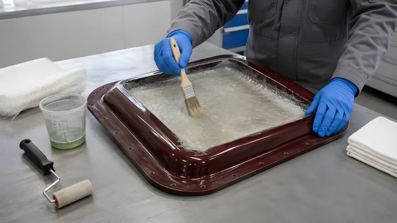 Erstes Bauteil in der eingetrennten Form laminieren