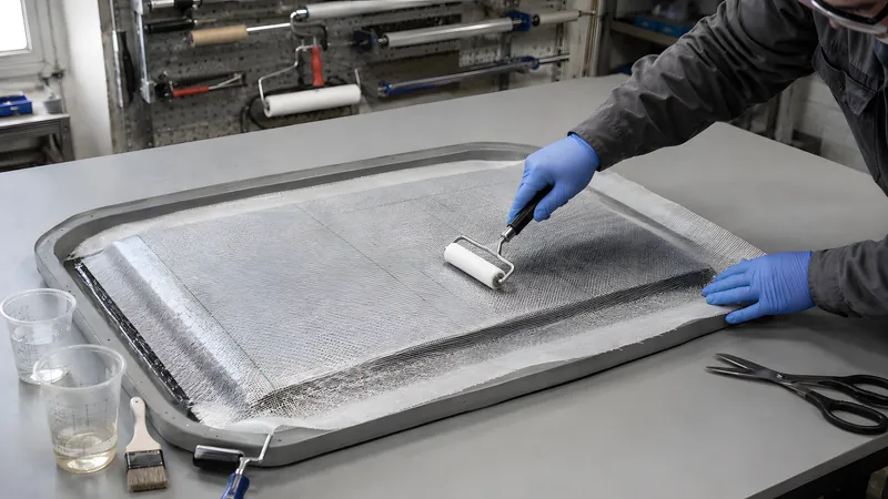 Abreißgewebe (Peel Ply) auf das nasse Laminat legen